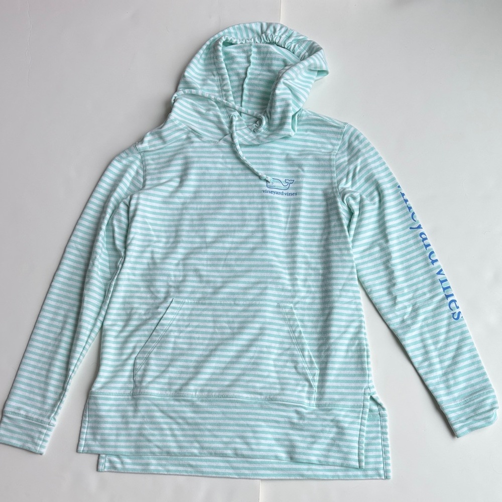 Women’s Juniors Vineyard Vines Striped Mint Green Hoodie sz xxs whale